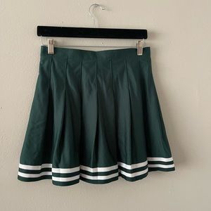 Green and white tennis skirt